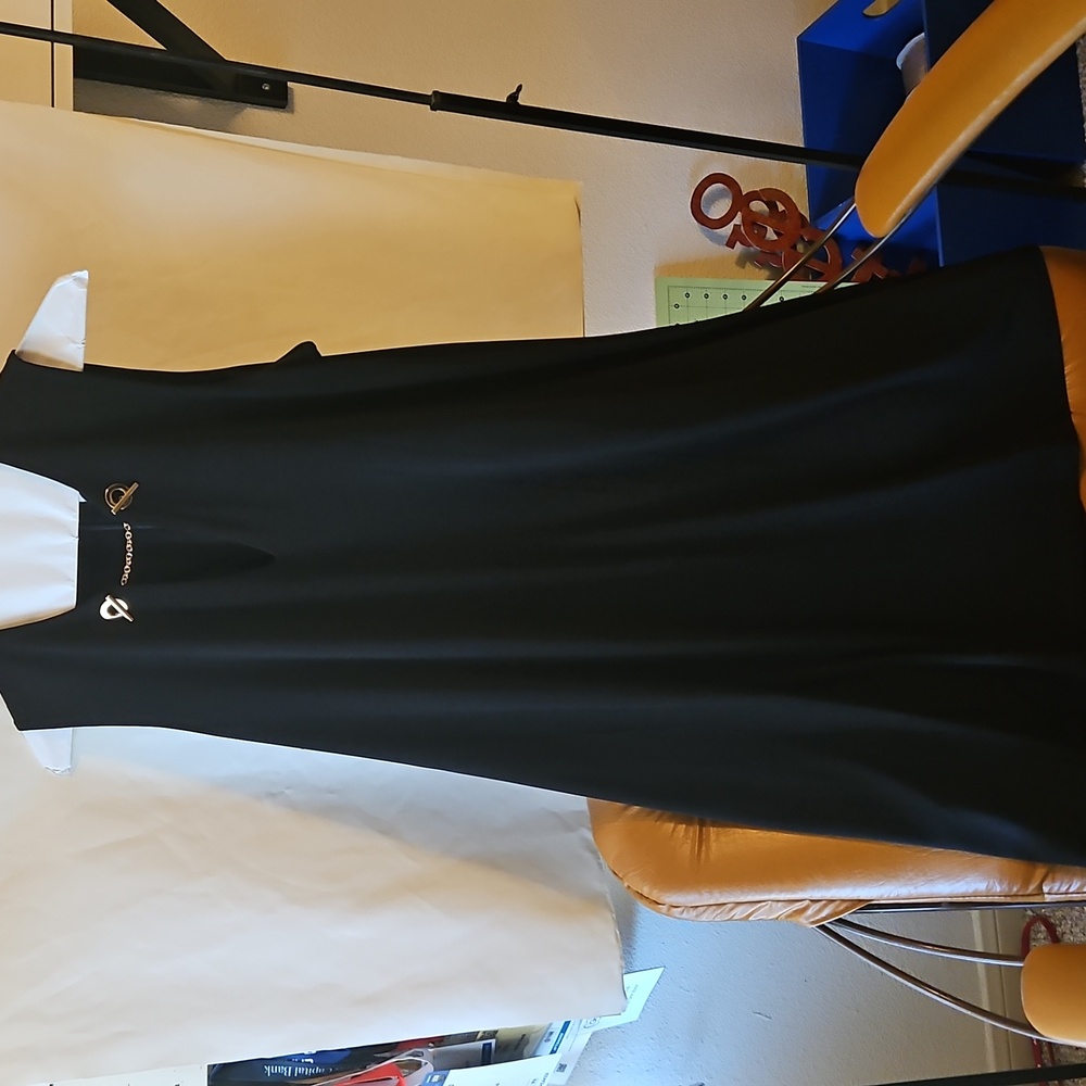 Calvin Klein Black Dress with Gold Accents